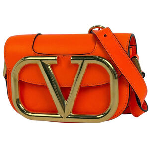 Valentino Garavani Super VEE Shoulder Bag, Crossbody Leather, Orange, Women's